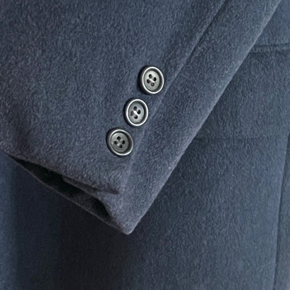 VINTAGE HUGO BOSS WOOL SPORTS COAT 46L 2-BUTTON BLUE VENTLESS NOTCH COLLAR USA - Picture 3 of 10